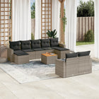 10-piece Lounge Set with Cushions Poly Rattan Grey