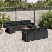 Loungeset 11-delig poly rattan zwart