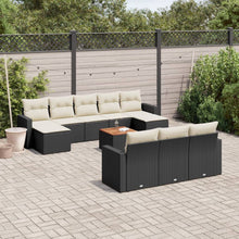 -Delige Loungeset Met Kussens Poly Rattan Zwart en crème