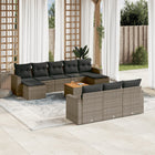 11-piece Lounge Set with cushions poly rattan grey