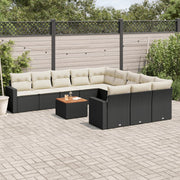 Loungeset 12-delig poly rattan zwart
