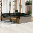 Loungeset poly rattan grijs 12-delig