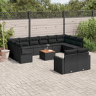 Loungeset 13-delig poly rattan zwart