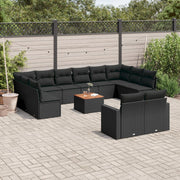 Loungeset 13-delig poly rattan zwart