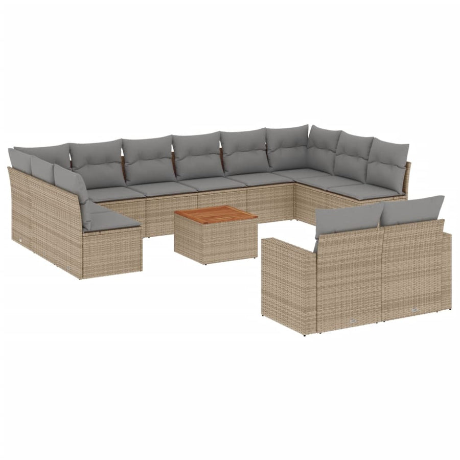 -Delige Loungeset Met Kussens Poly Rattan Beige en grijs