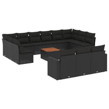 14-Delige Loungeset Met Kussens Poly Rattan Zwart