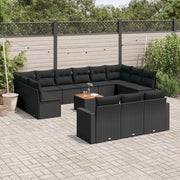 Loungeset 14-delig poly rattan zwart