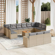 Loungeset 14-delig poly rattan beige
