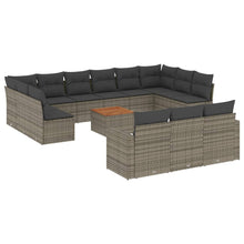 14-Delige Loungeset Met Kussens Poly Rattan Grijs