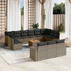14-piece Lounge Set with Cushions poly rattan grey