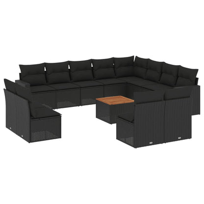 3-Delige Loungeset Met Kussens Poly Rattan Zwart