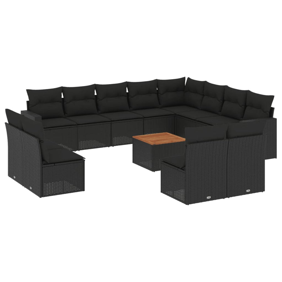 3-Delige Loungeset Met Kussens Poly Rattan Zwart