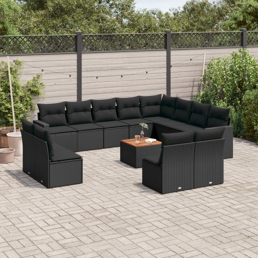 3-Delige Loungeset Met Kussens Poly Rattan Zwart