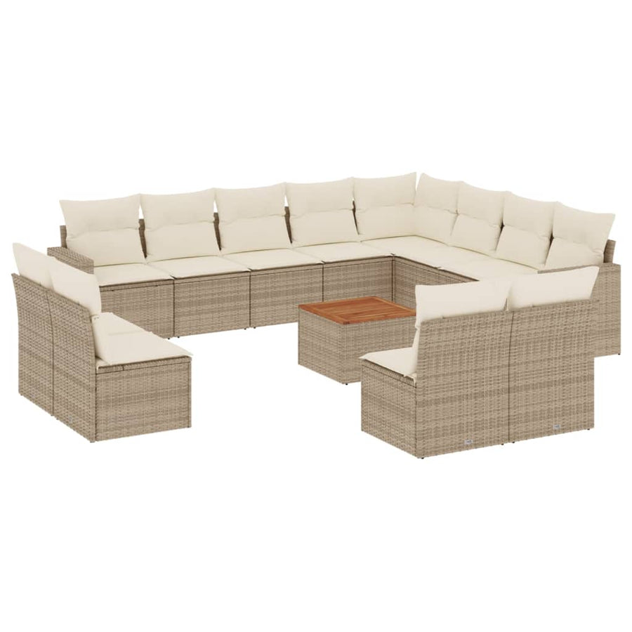 3-Delige Loungeset Met Kussens Poly Rattan Beige beige and cream