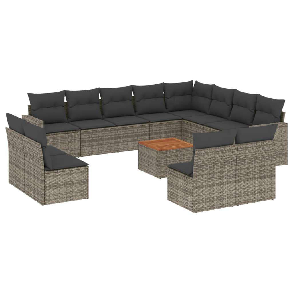 3-Delige Loungeset Met Kussens Poly Rattan Grijs