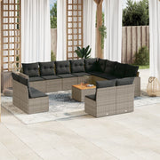 Loungeset 13-delig poly rattan grijs