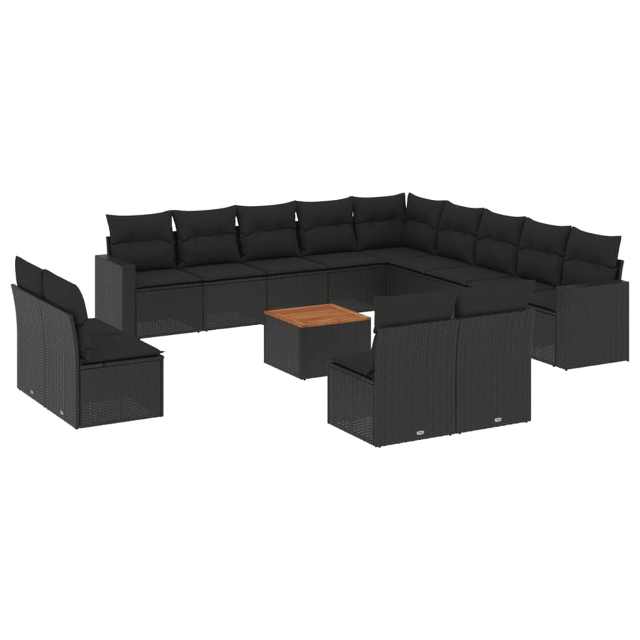 4-Delige Loungeset Met Kussens Poly Rattan Zwart