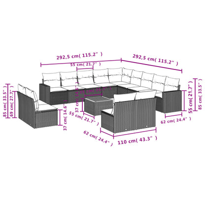 4-Delige Loungeset Met Kussens Poly Rattan Zwart