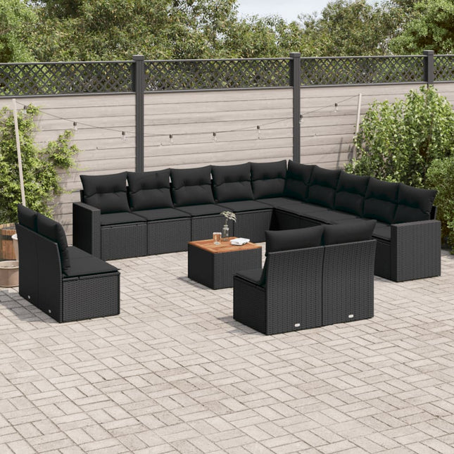 4-Delige Loungeset Met Kussens Poly Rattan Zwart