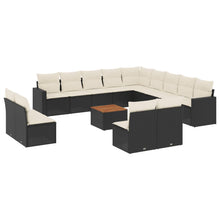 4-Delige Loungeset Met Kussens Poly Rattan Zwart en crème