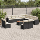 Loungeset 14-delig poly rattan zwart
