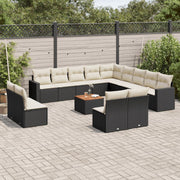 Loungeset 14-delig poly rattan zwart