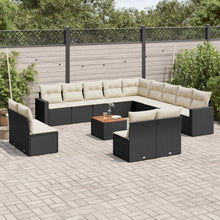 4-Delige Loungeset Met Kussens Poly Rattan Zwart en crème