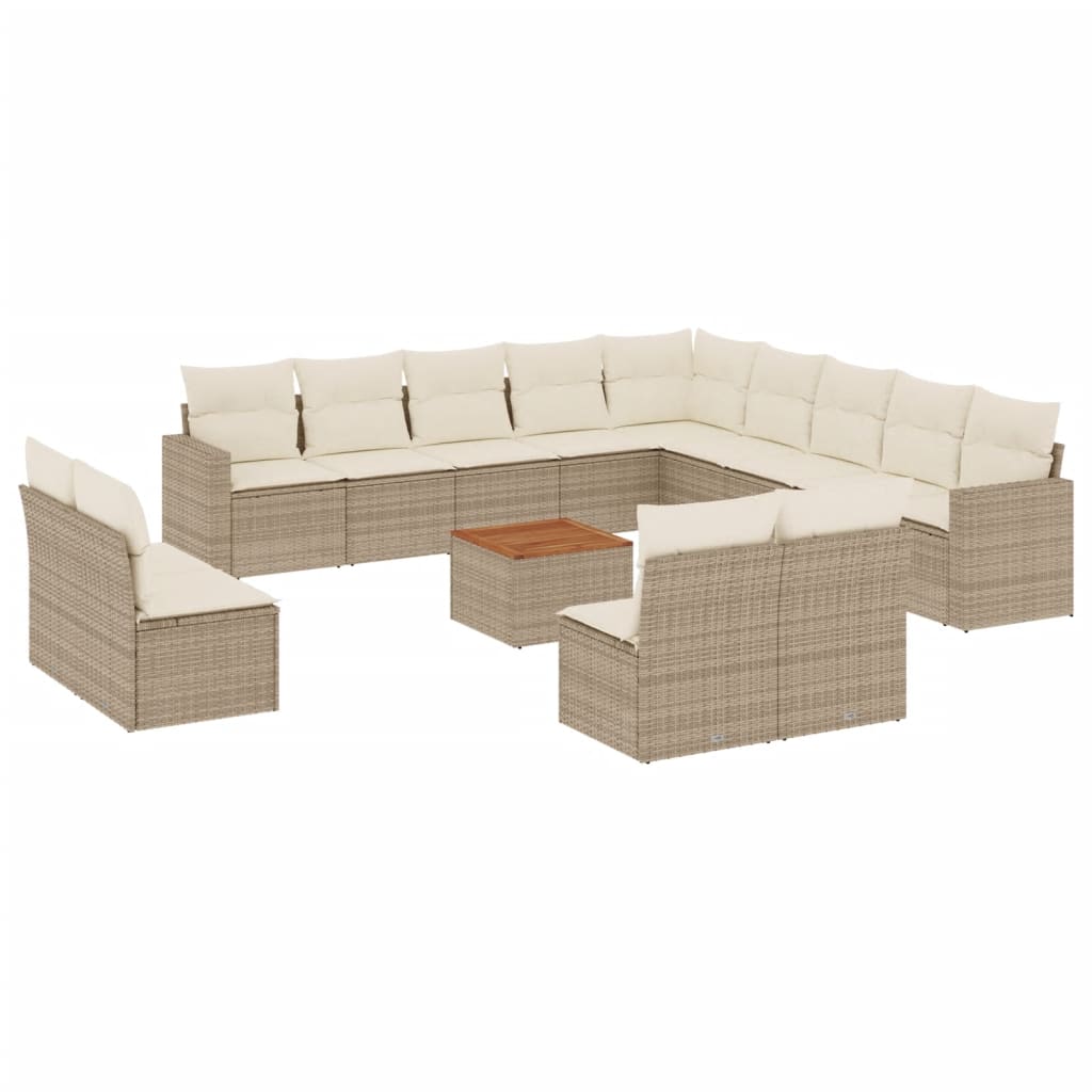 4-Delige Loungeset Met Kussens Poly Rattan Beige beige and cream