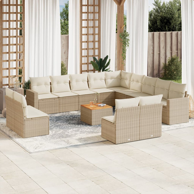 4-Delige Loungeset Met Kussens Poly Rattan Beige beige and cream