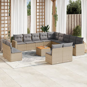 Loungeset 14-delig poly rattan beige