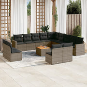 Loungeset 14-delig poly rattan grijs