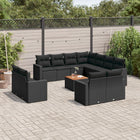 12-piece lounge set with cushions poly rattan black
