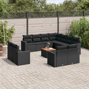 Loungeset 12-delig poly rattan zwart