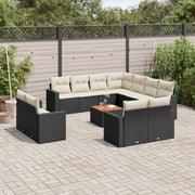 12-piece lounge set with cushions poly rattan black