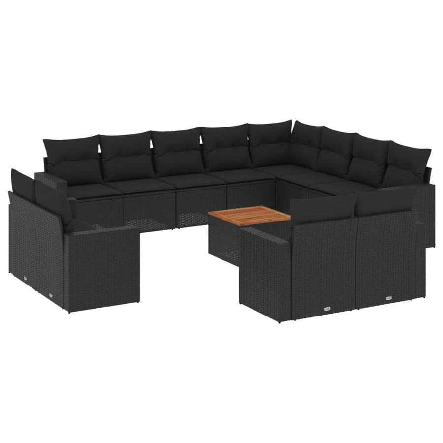 3-Delige Loungeset Met Kussens Poly Rattan Zwart