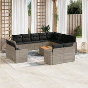 Loungeset poly rattan 13-delig grijs