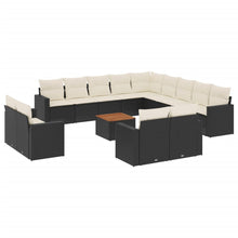 14-Delige Loungeset Met Kussens Poly Rattan Zwart