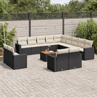 Loungeset 14-delig poly rattan zwart