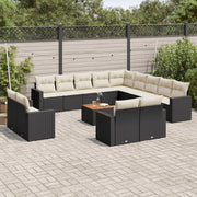 Loungeset 14-delig poly rattan zwart