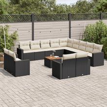 14-Delige Loungeset Met Kussens Poly Rattan Zwart