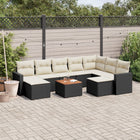 10-piece Loungeset with Cushions Poly Rattan Black
