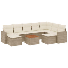 10-Delige Loungeset Met Kussens Poly Rattan Beige