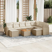 Loungeset 10-delig poly rattan beige