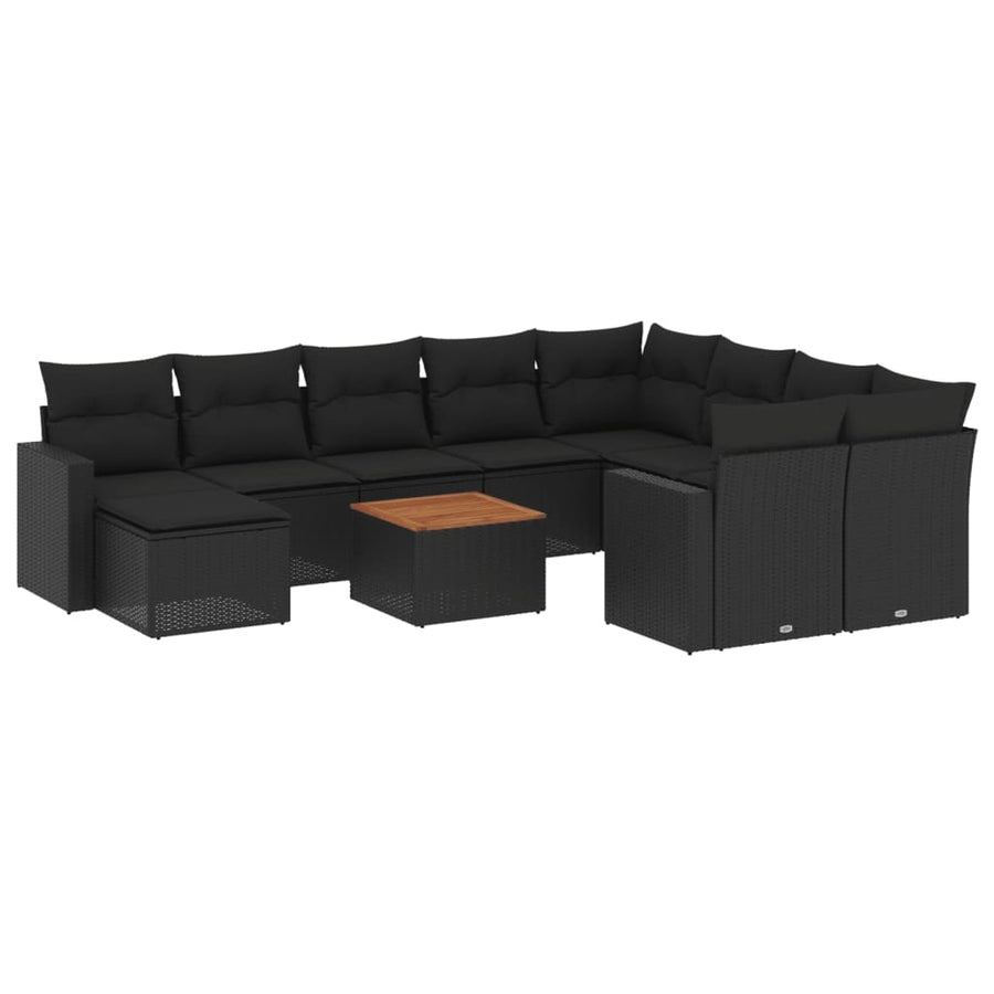 -Delige Loungeset Met Kussens Poly Rattan Zwart