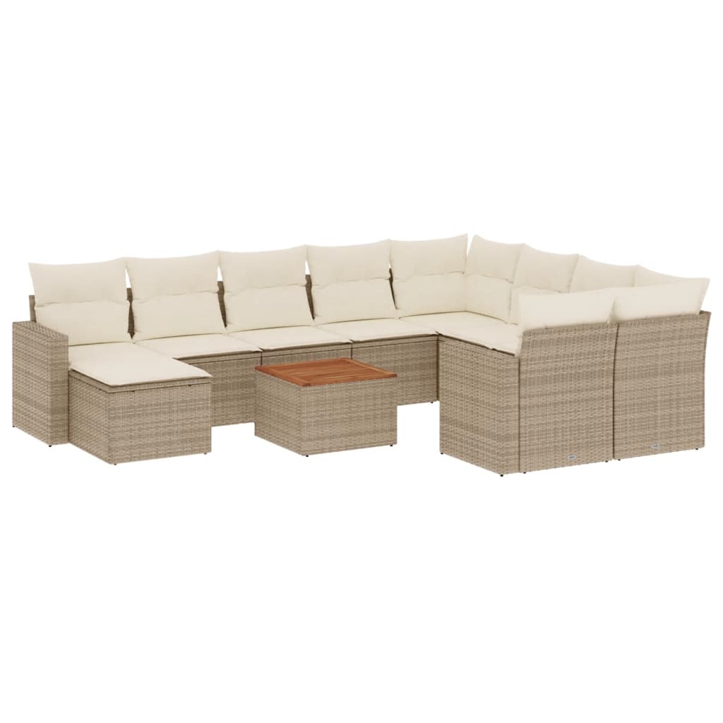 -Delige Tuinset Met Kussens Poly Rattan Beige beige and cream
