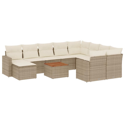 -Delige Tuinset Met Kussens Poly Rattan Beige beige and cream