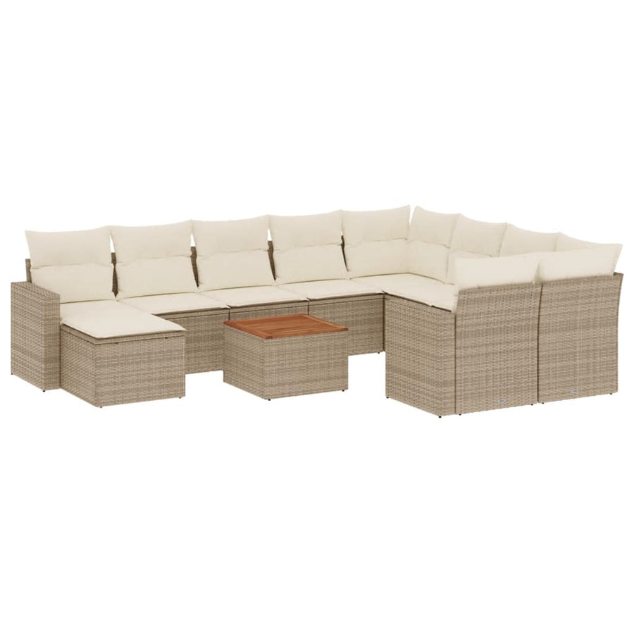 -Delige Tuinset Met Kussens Poly Rattan Beige beige and cream