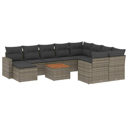 -Delige Loungeset Met Kussens Poly Rattan Grijs