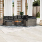 11-piece Loungeset with cushions poly rattan grey