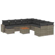 12-Delige Loungeset Met Kussens Poly Rattan Grijs